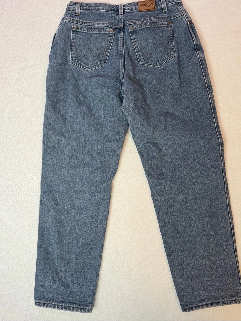 Wrangler Light Blue Denim Jeans with‎ Navy Plaid Cuff